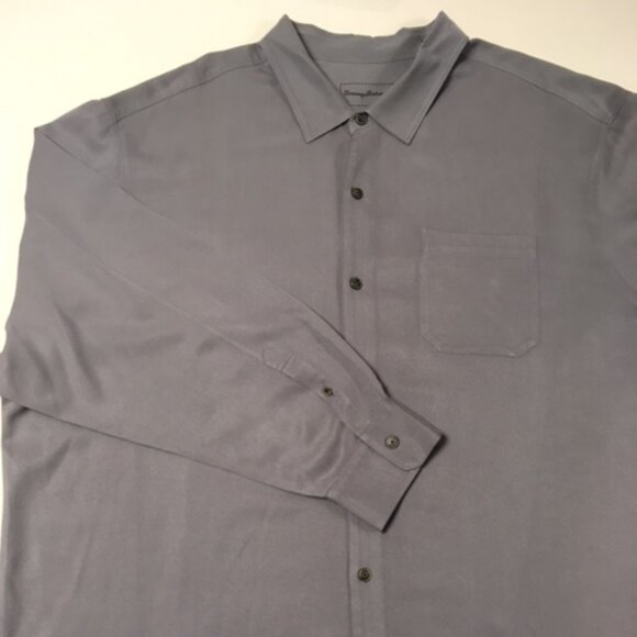 Tommy Bahama Mens 3XB light gray silk / wool long-sleeve button front shirt - Picture 2 of 6